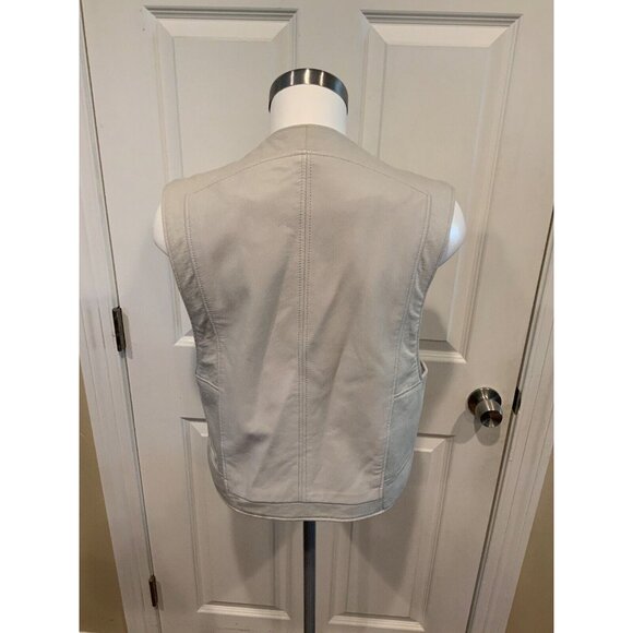 Helmut Lang Gray Leather & Cotton Moto Biker Vest, Size Small - Picture 4 of 5